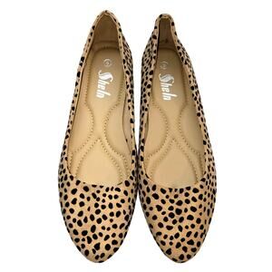 Sheln 9 Women's Flat Shoes Brown Cheetah Print  Closed Toe